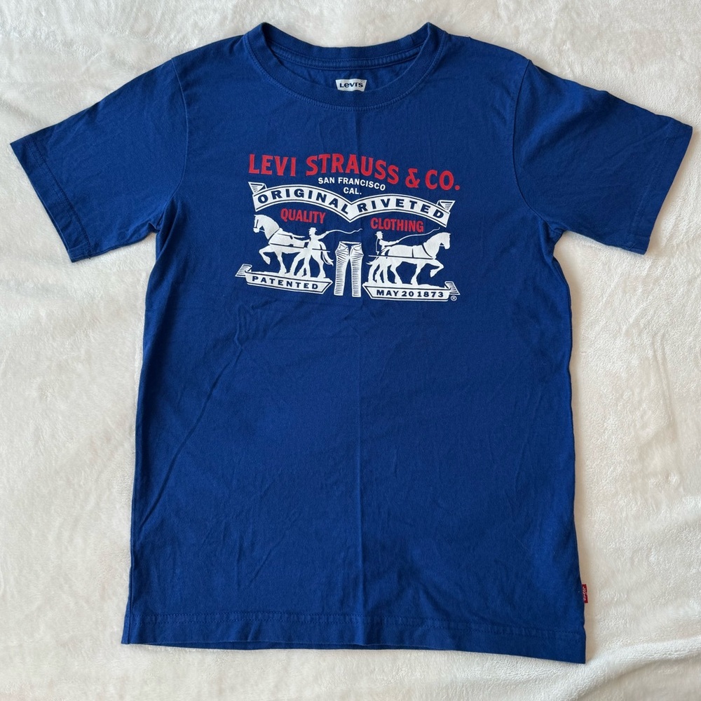 Levi's 2-Horse Graphic Short-Sleeve Cotton T-Shirt Blue Boys Size M 10-12 Yrs - Picture 2 of 8